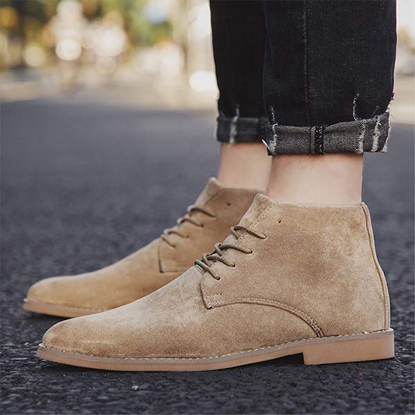 Men's Suede Ankle-Height Lace-Up Shoes