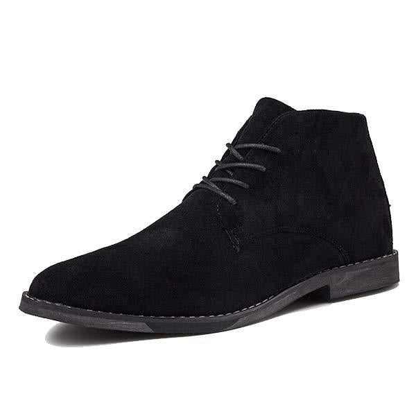 Men's Suede Ankle-Height Lace-Up Shoes – Black