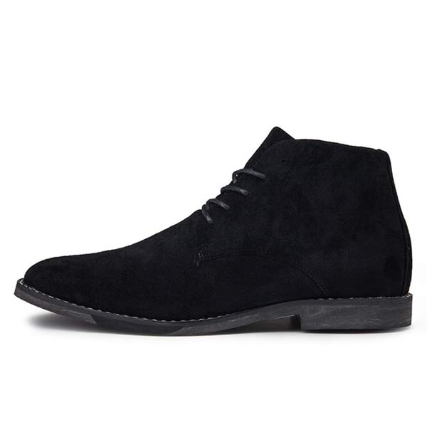 Men's Suede Ankle-Height Lace-Up Shoes – Black