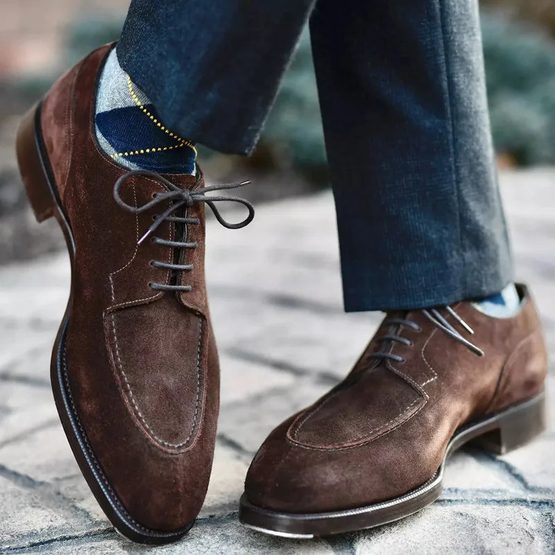 Men's Suede Lace-Up Shoes, Classic – Dark Brown