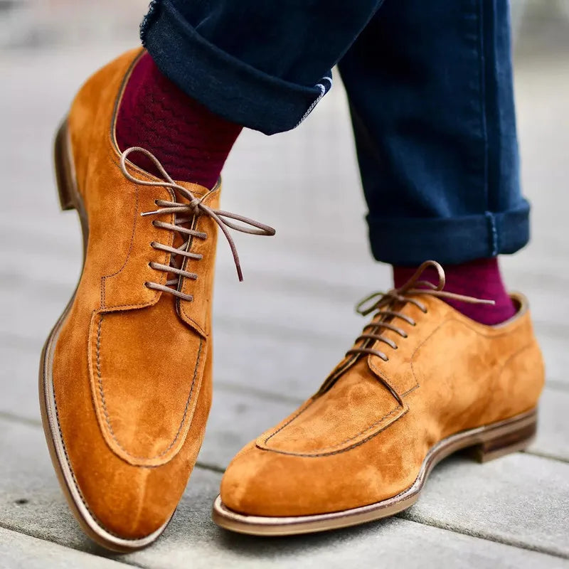 Men's Suede Lace-Up Shoes, Classic – Light Brown
