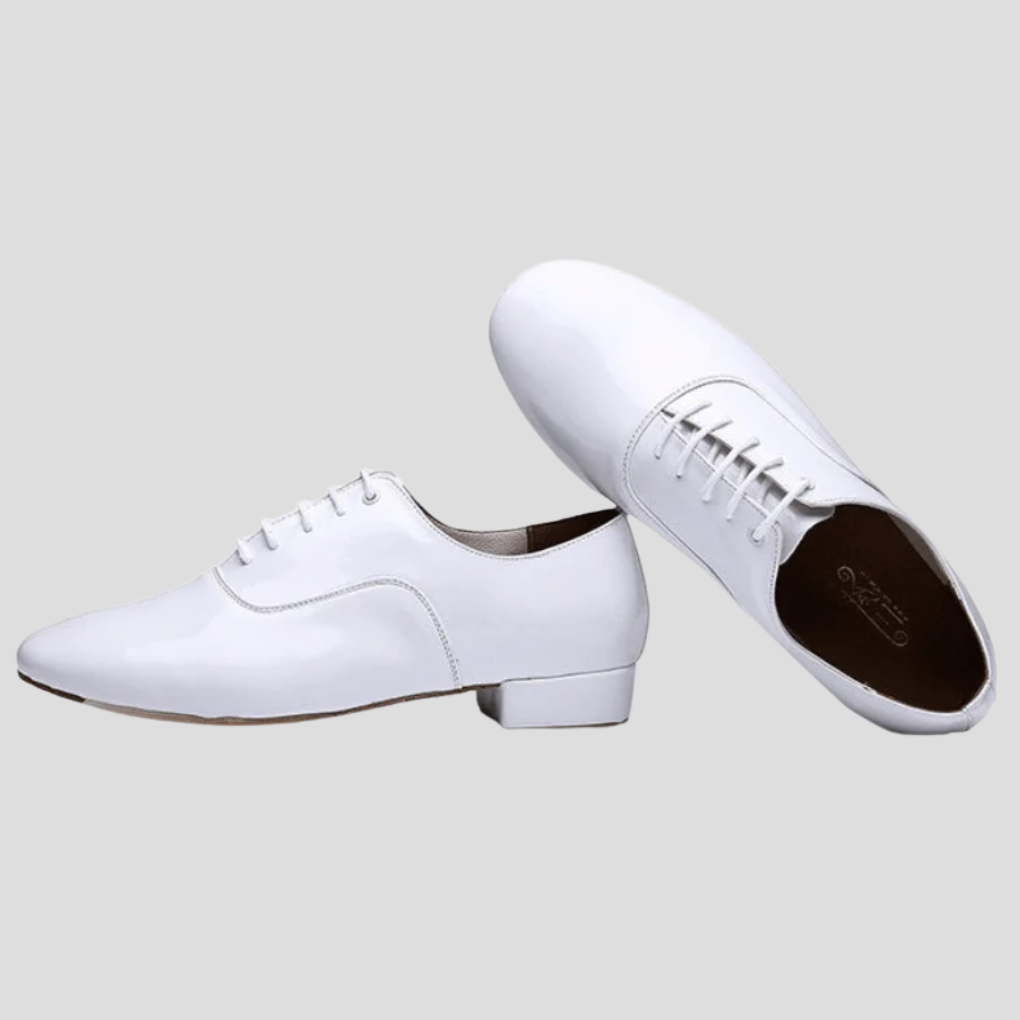 Men's Latin Dance Shoes with Suede Sole – White