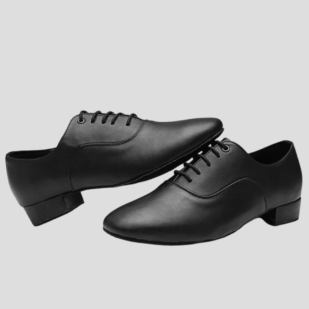 Men's Latin Dance Shoes with Suede Sole – Matte Black