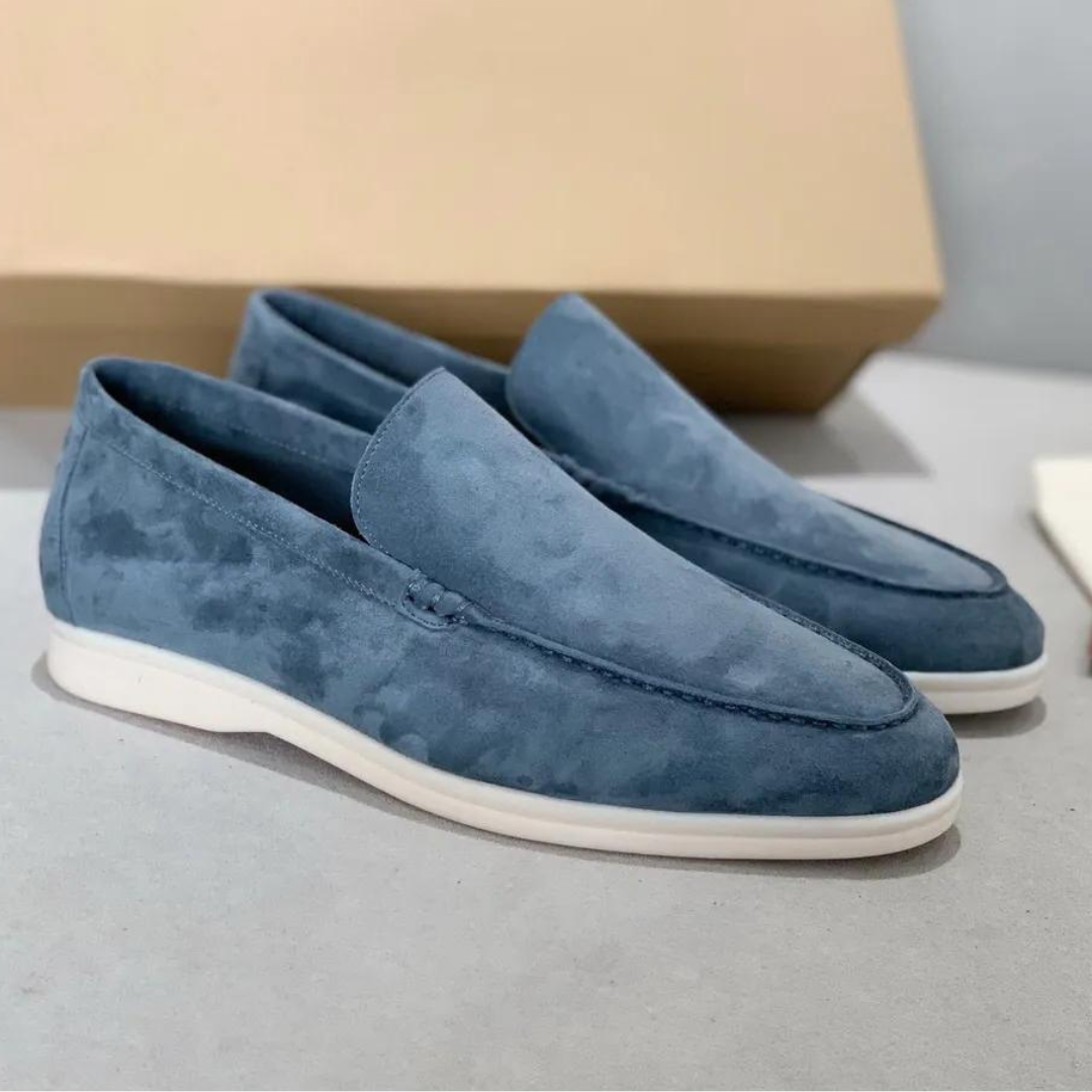 Men's Suede Loafers, Non-Slip and Breathable – Light Blue