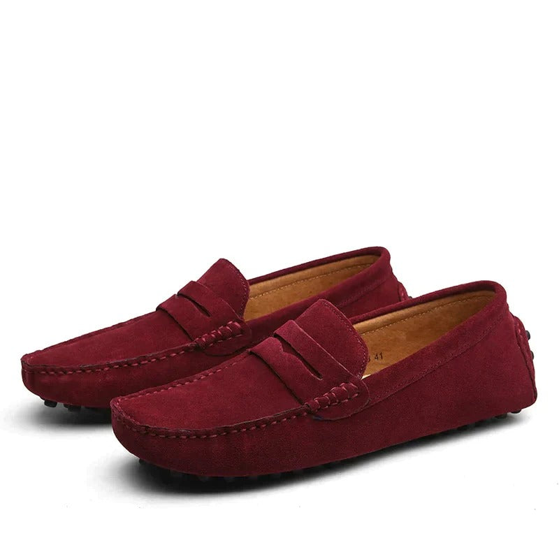 Men's Suede Loafers in Italian Style – Red