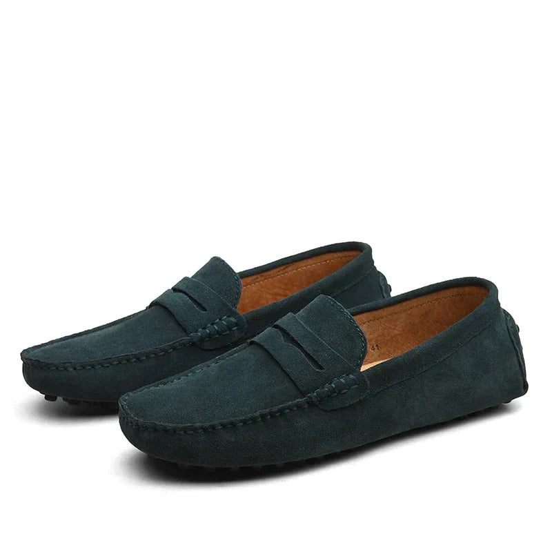 Men's Suede Loafers in Italian Style – Dark Green