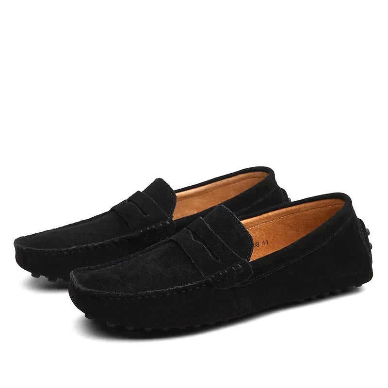 Men's Suede Loafers in Italian Style – Black