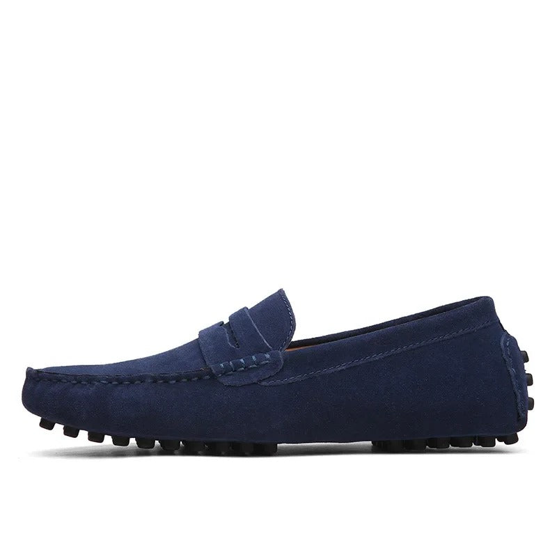 Men's Suede Loafers in Italian Style – Dark Blue