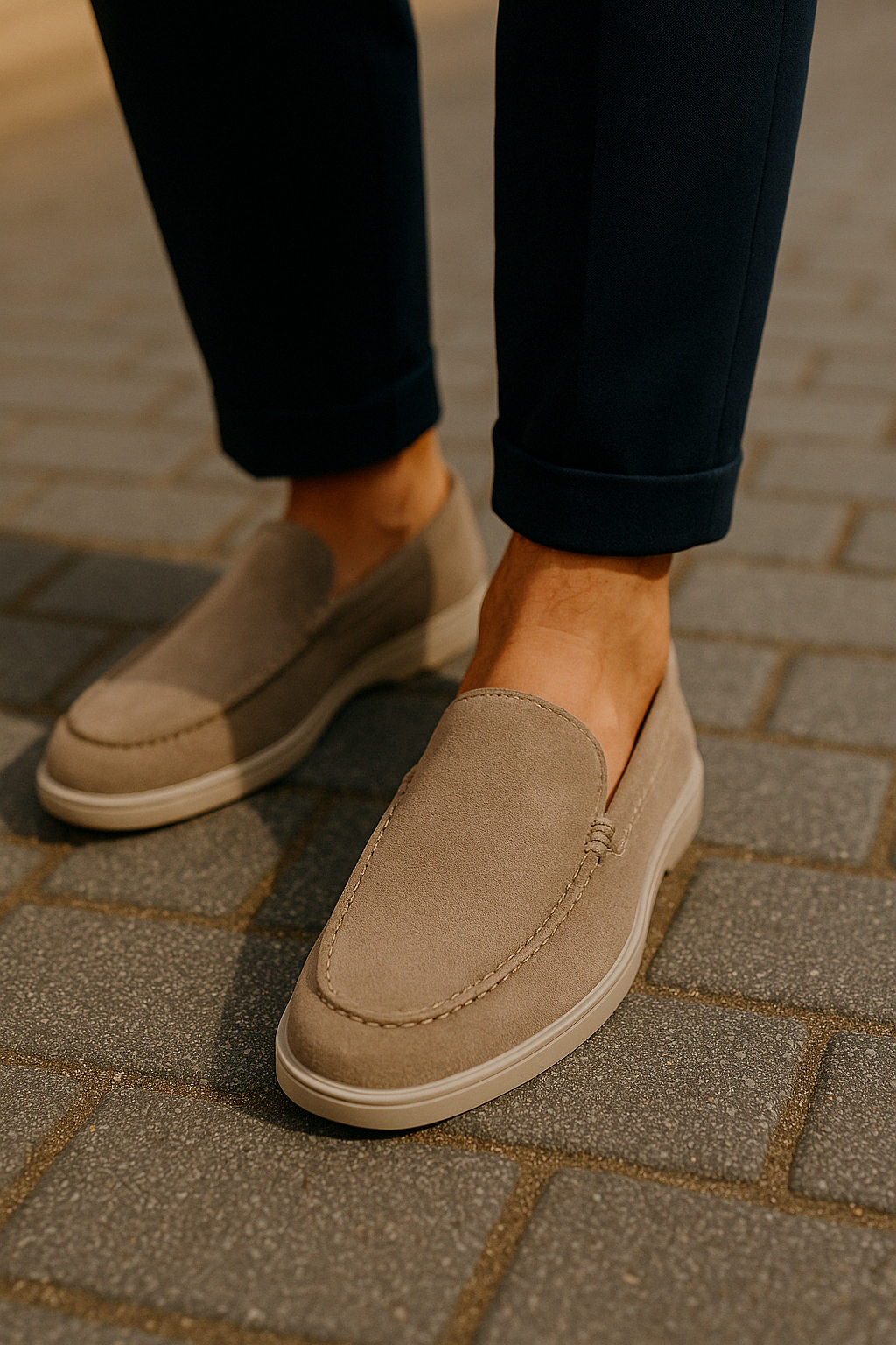 Men's Suede-Look Loafers with a Timeless Style – Khaki