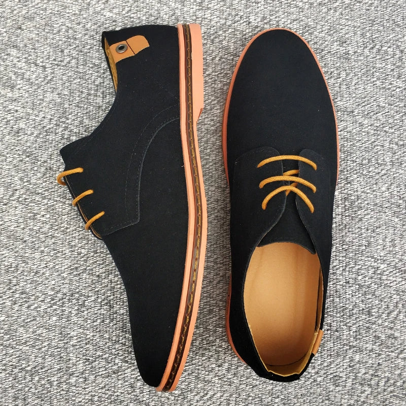 Men's Suede Oxford Shoes, Breathable – Black