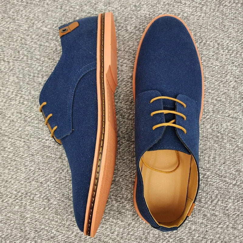Men's Suede Oxford Shoes, Breathable – Blue