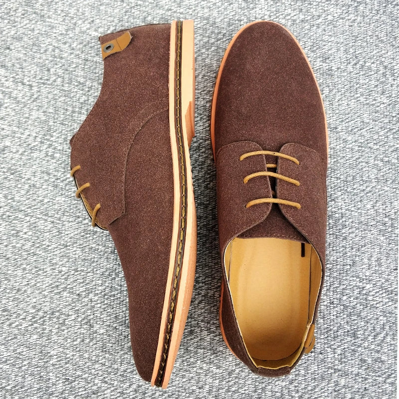 Men's Suede Oxford Shoes, Breathable – Brown