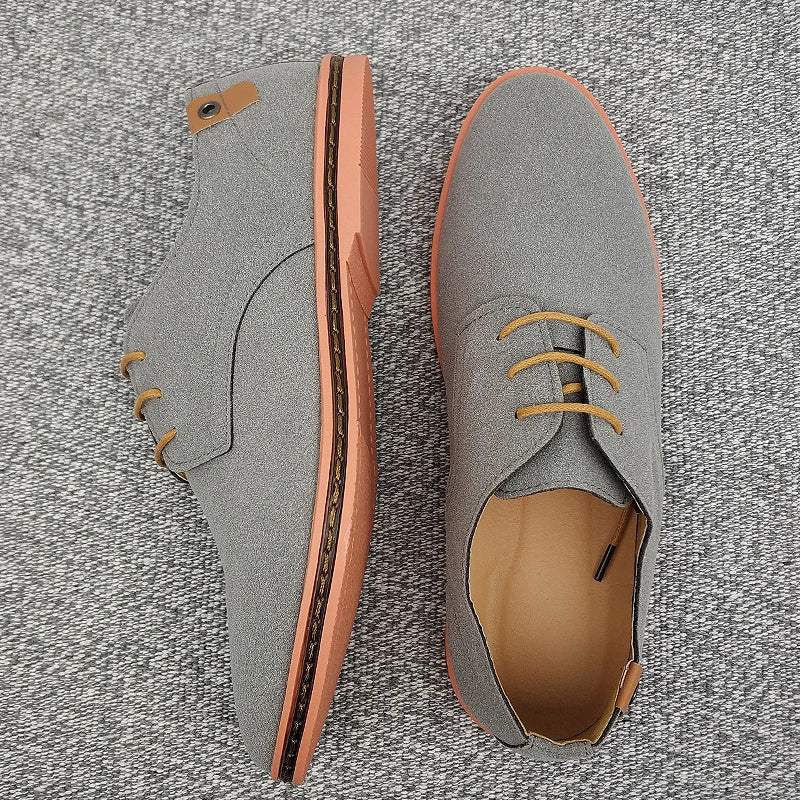 Men's Suede Oxford Shoes, Breathable – Grey