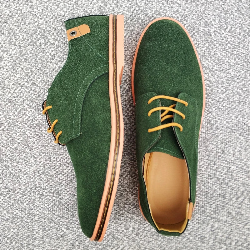Men's Suede Oxford Shoes, Breathable – Green