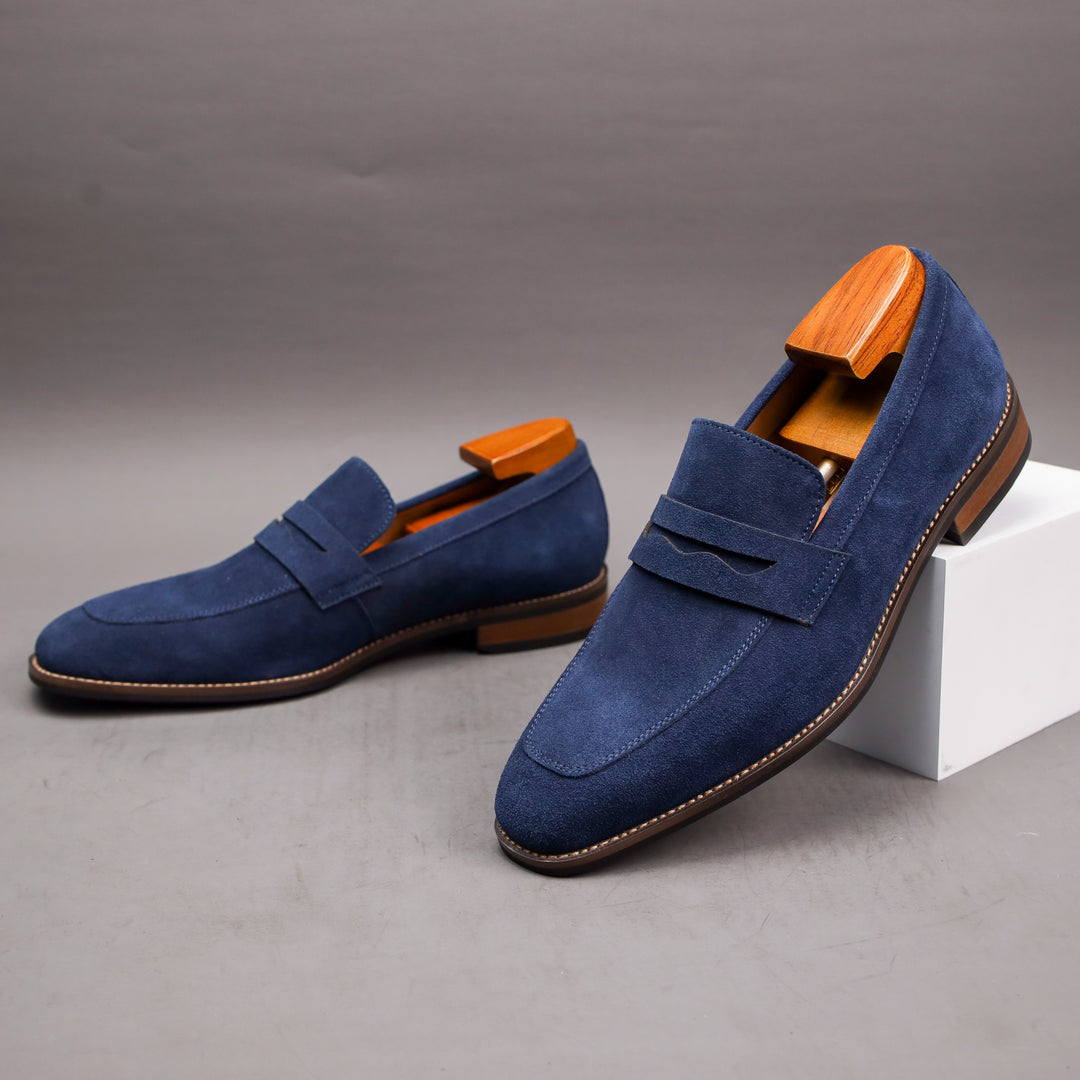 Men's Suede Slip-On Loafers, Flexible – Blue