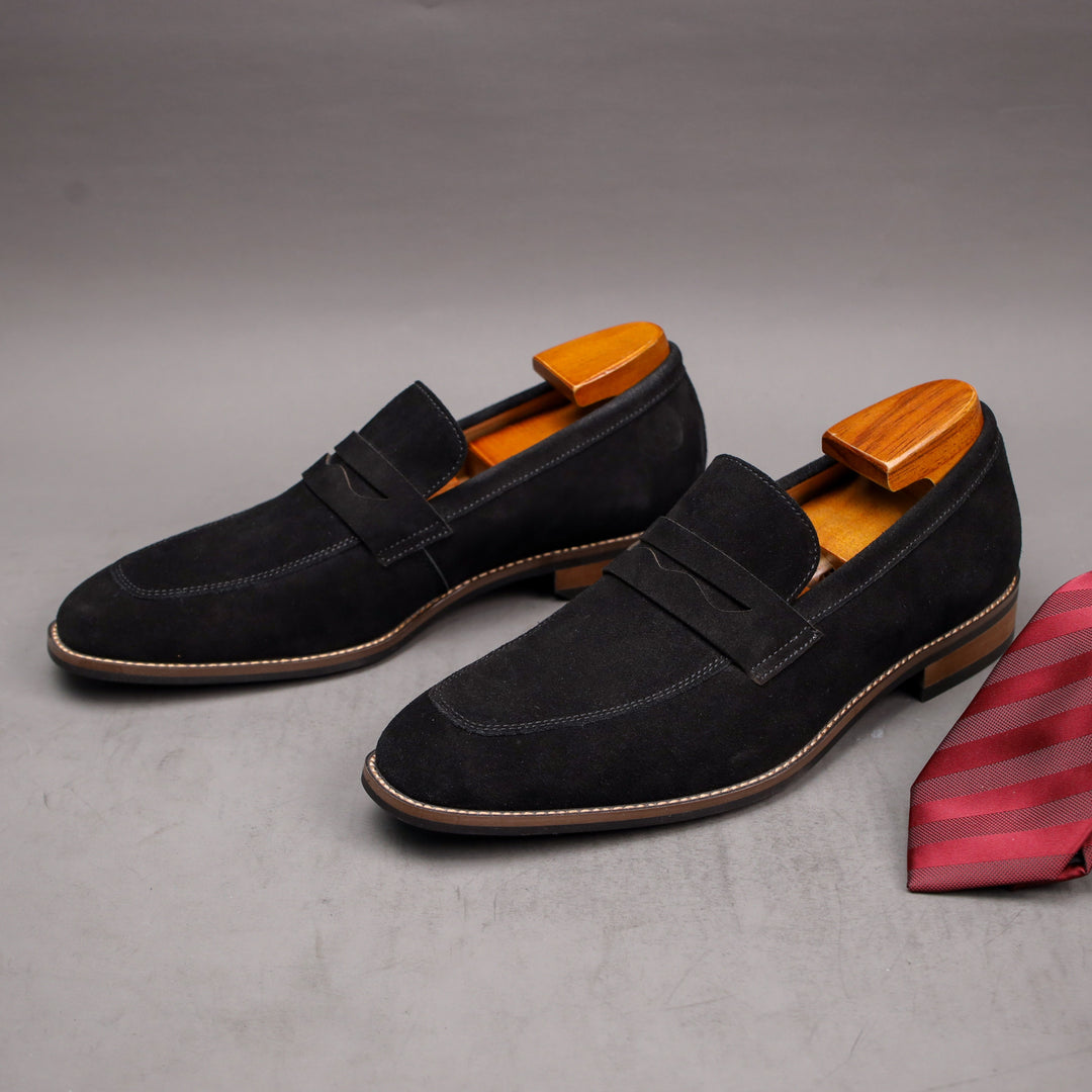 Men's Suede Slip-On Loafers, Flexible – Black