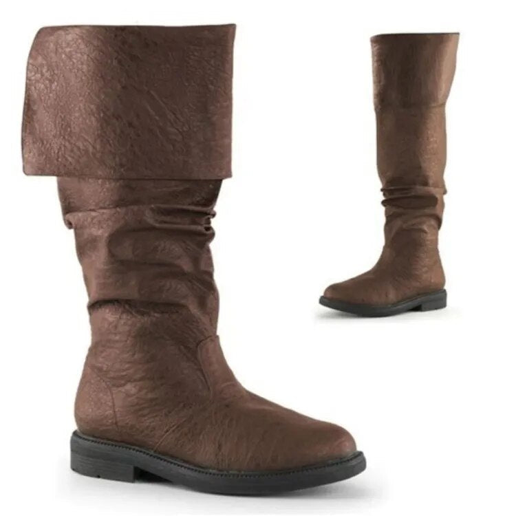 Men's Tall Boots with a Denim Pattern – Brown