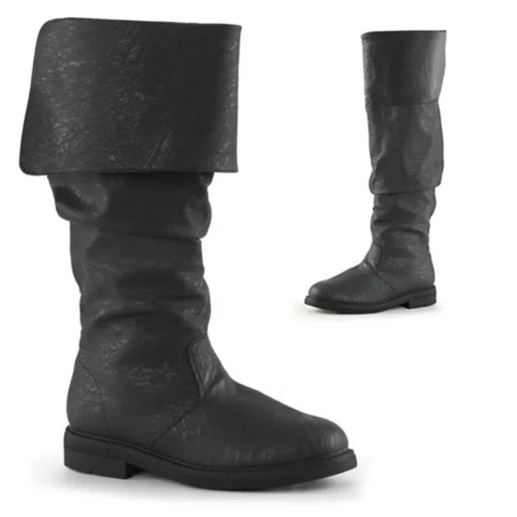 Men's Tall Boots with a Denim Pattern – Black