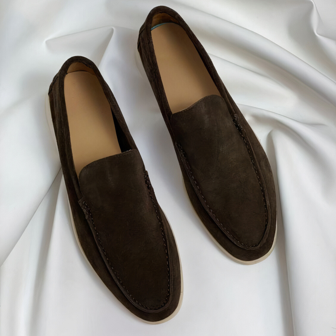 Men's Vintage Leather Loafers with Buckle – Brown
