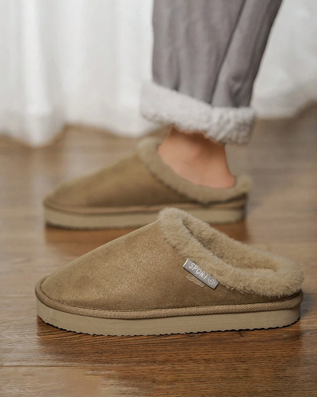 Men's Warm Slippers with Soft Lining – Brown