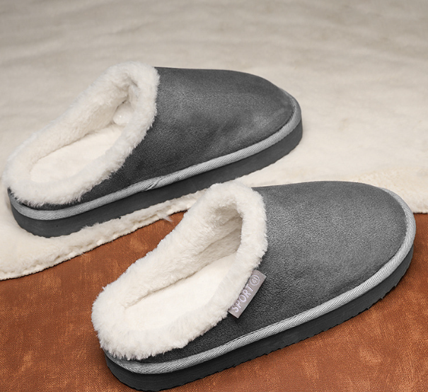 Men's Warm Slippers with Soft Lining – Grey
