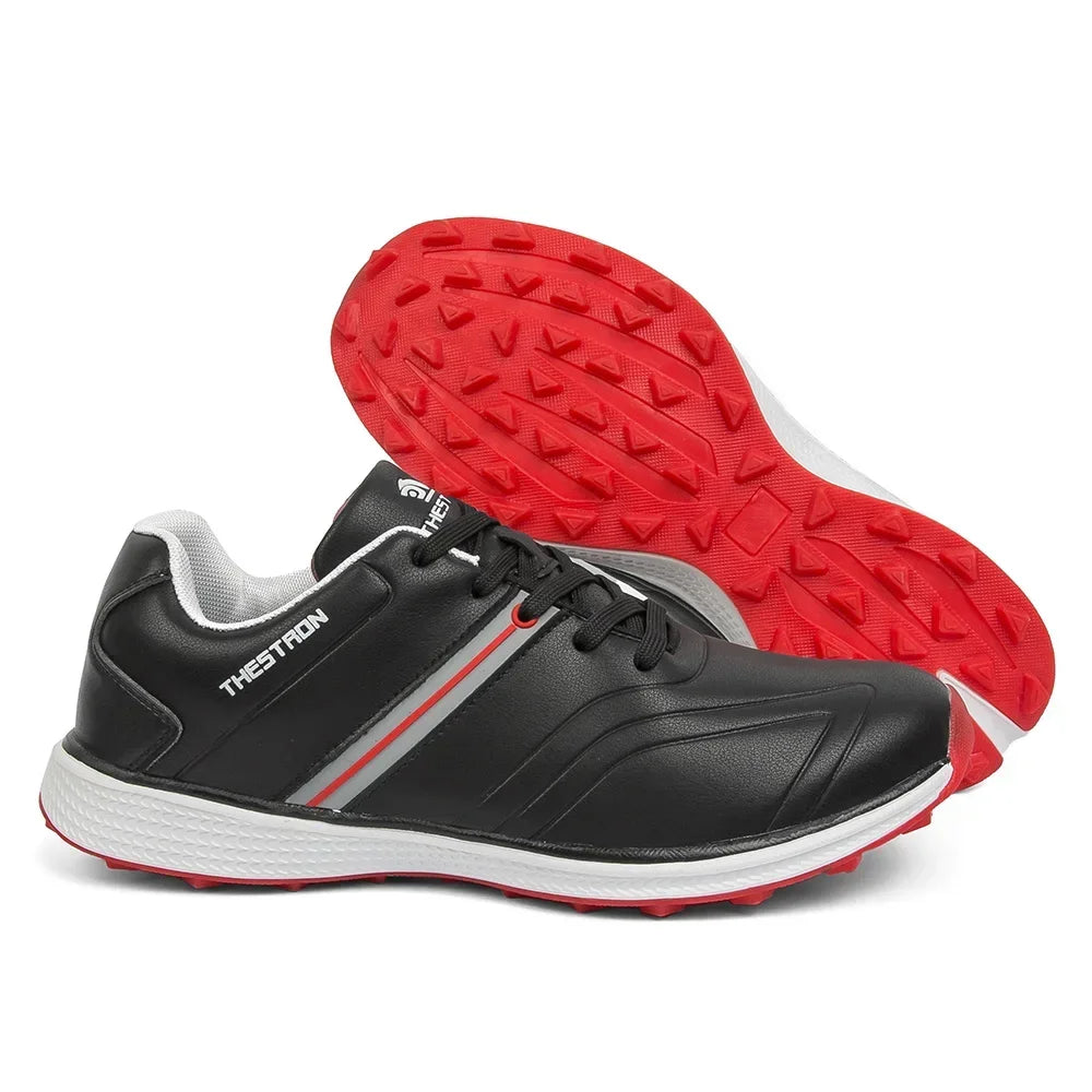 Men's Waterproof Golf Shoes with Good Grip – Red