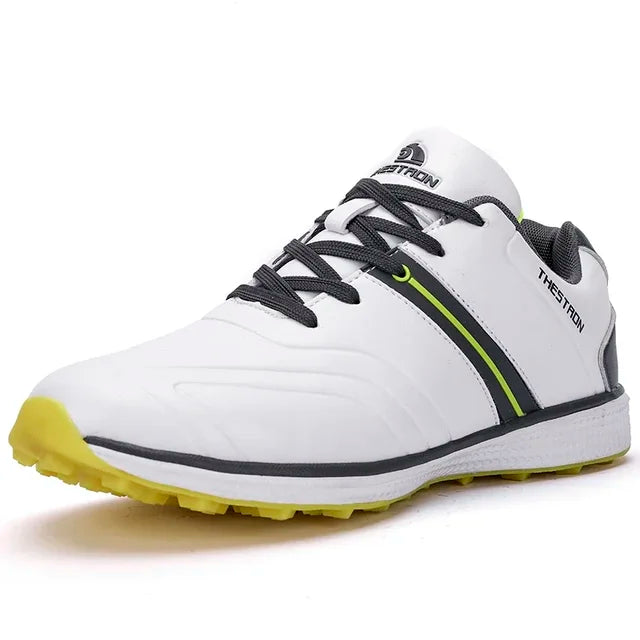 Men's Waterproof Golf Shoes with Good Grip – White & Yellow