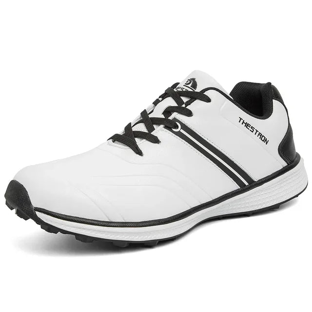Men's Waterproof Golf Shoes with Good Grip – White & Black