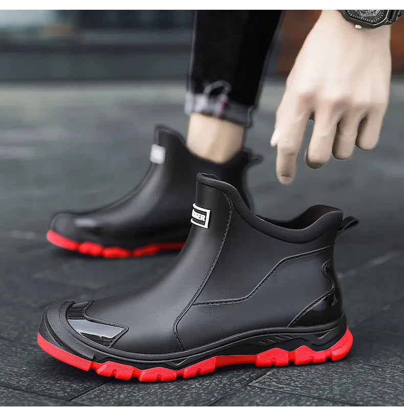 Men's Waterproof Hiking Boots for Any Terrain – Black & Red Style