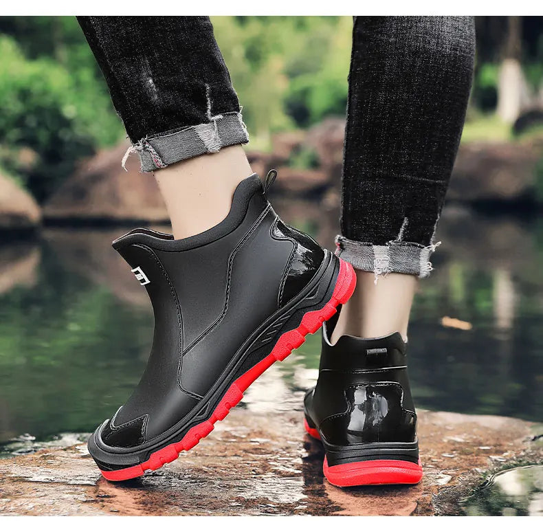 Men's Waterproof Hiking Boots for Any Terrain – Black & Red Style