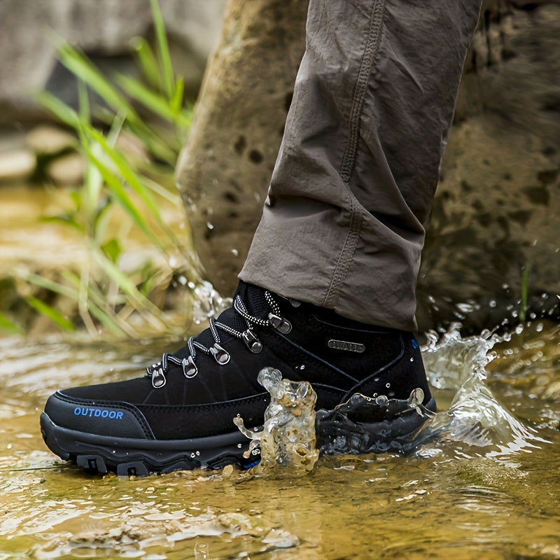 Men's Waterproof Hiking Boots with Grip – Black