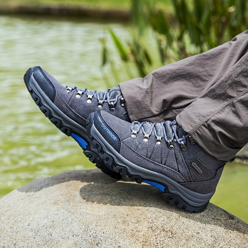 Men's Waterproof Hiking Boots with Grip – Black