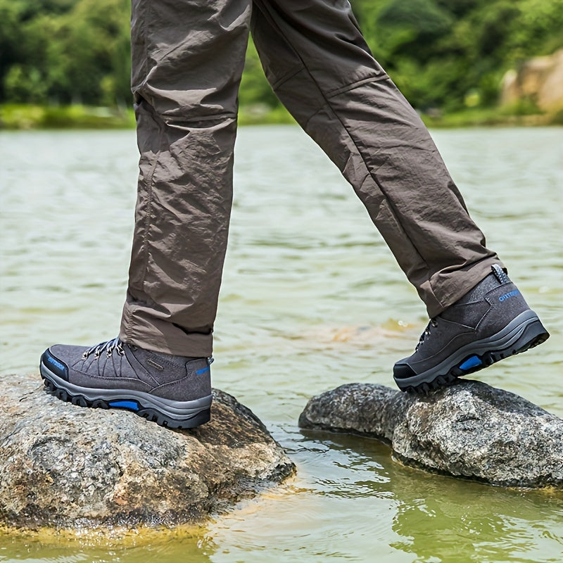 Men's Waterproof Hiking Boots with Grip – Black