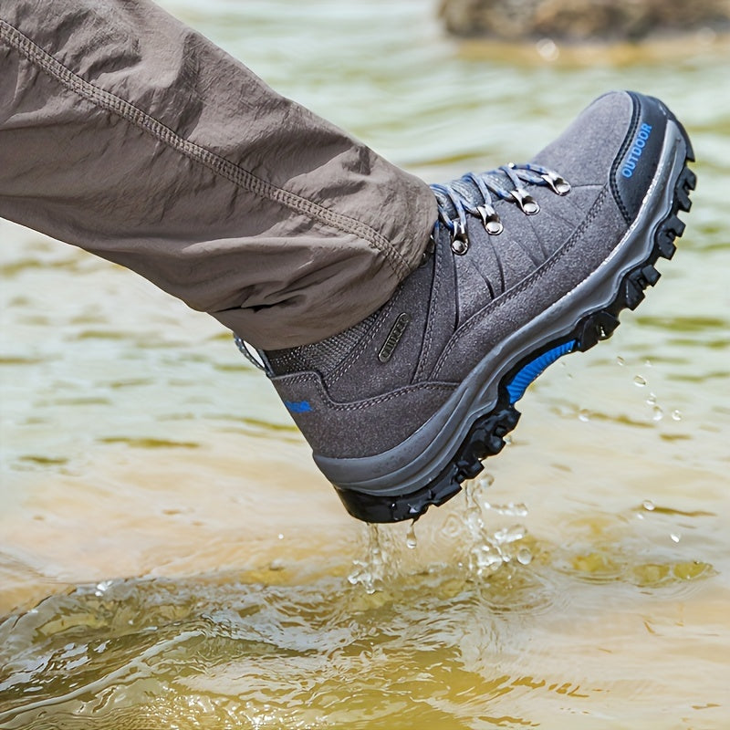 Men's Waterproof Hiking Boots with Grip – Black