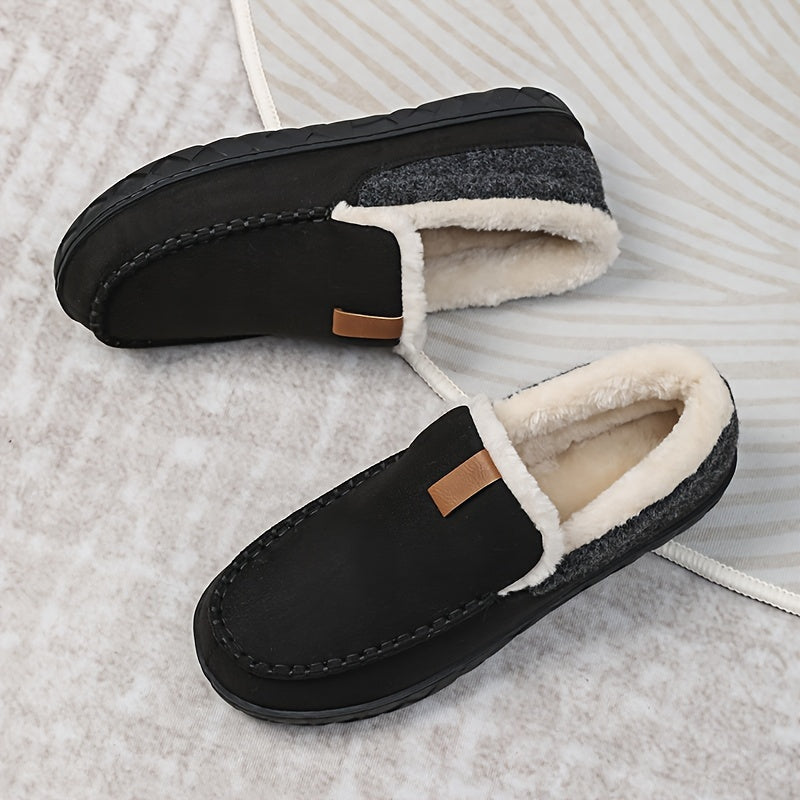 Men's Wool Loafer Slippers for Winter – Black