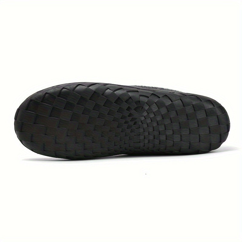 Men's Wool Loafer Slippers for Winter – Black