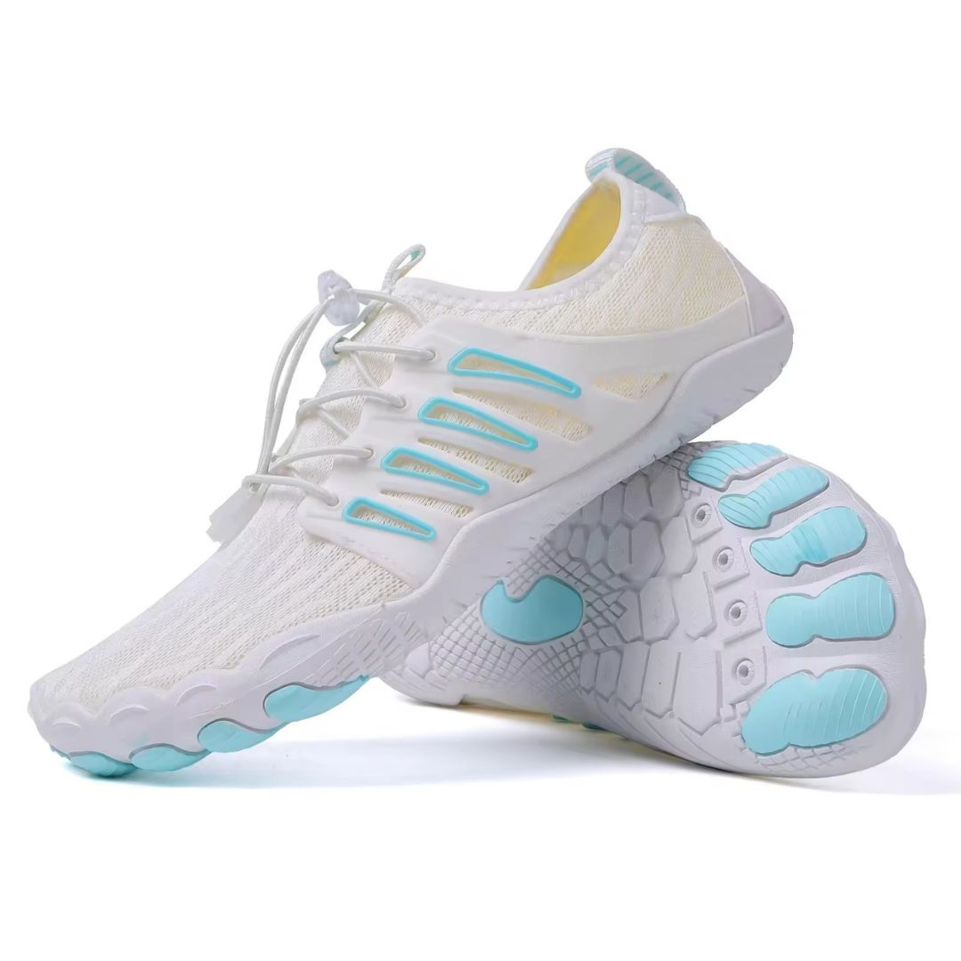 Women's Barefoot Shoes, Lightweight and Breathable – White & Blue