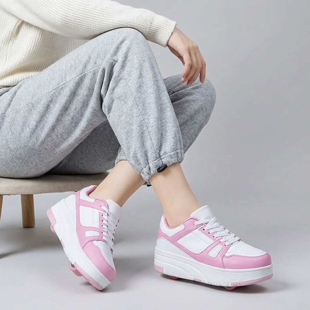 Kids' Sport Shoes with Detachable Wheels – Pink