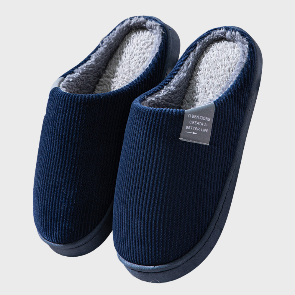 Unisex Warm Fluffy Indoor Slippers – Navy