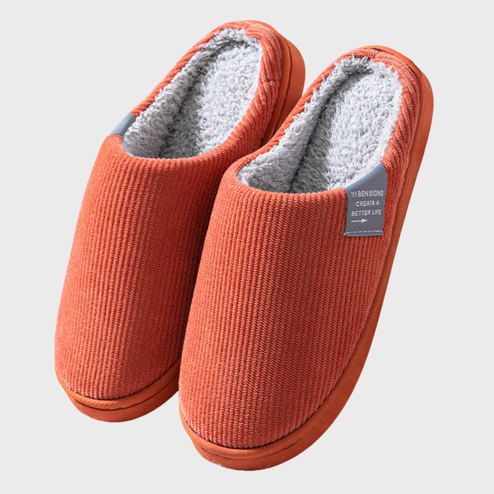 Unisex Warm Fluffy Indoor Slippers – Red