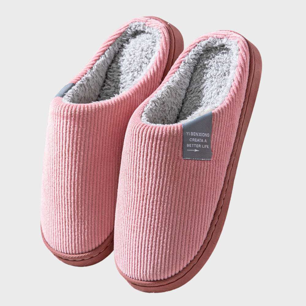 Unisex Warm Fluffy Indoor Slippers – Pink