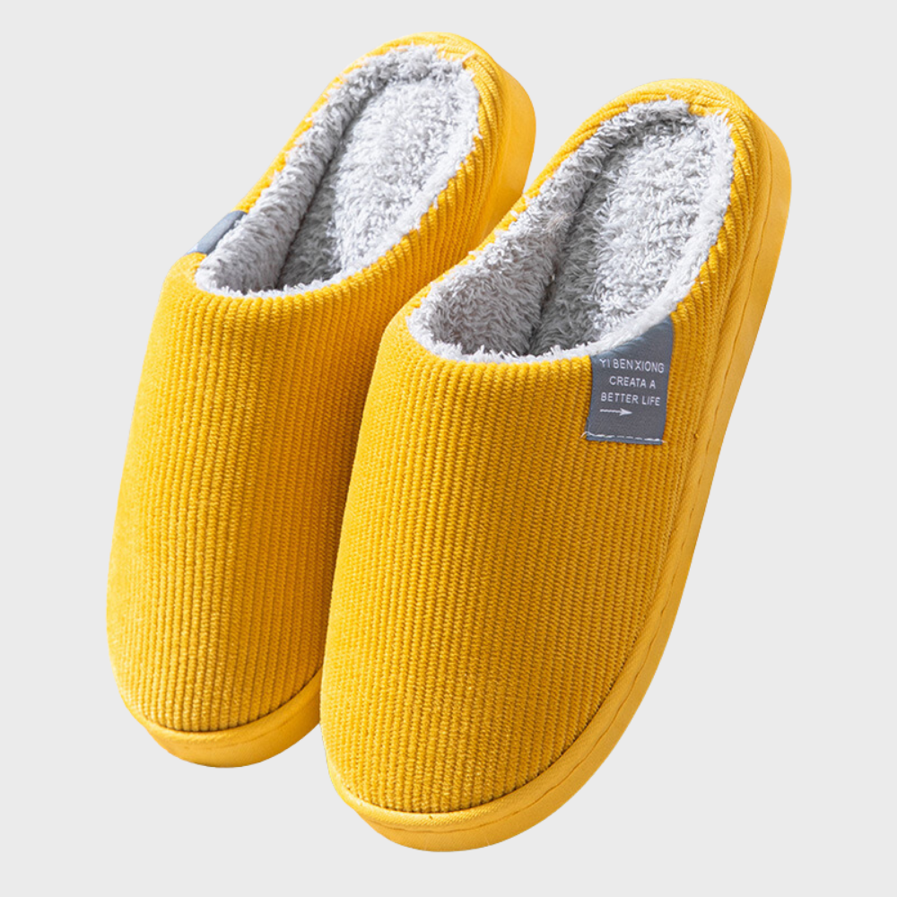 Unisex Warm Fluffy Indoor Slippers – Yellow