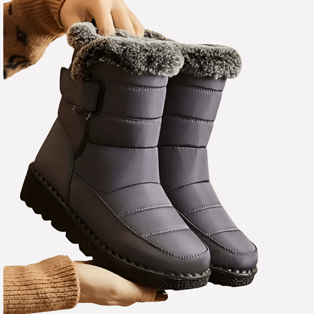 Unisex Waterproof Winter Shoes, Insulated – Grey & Black