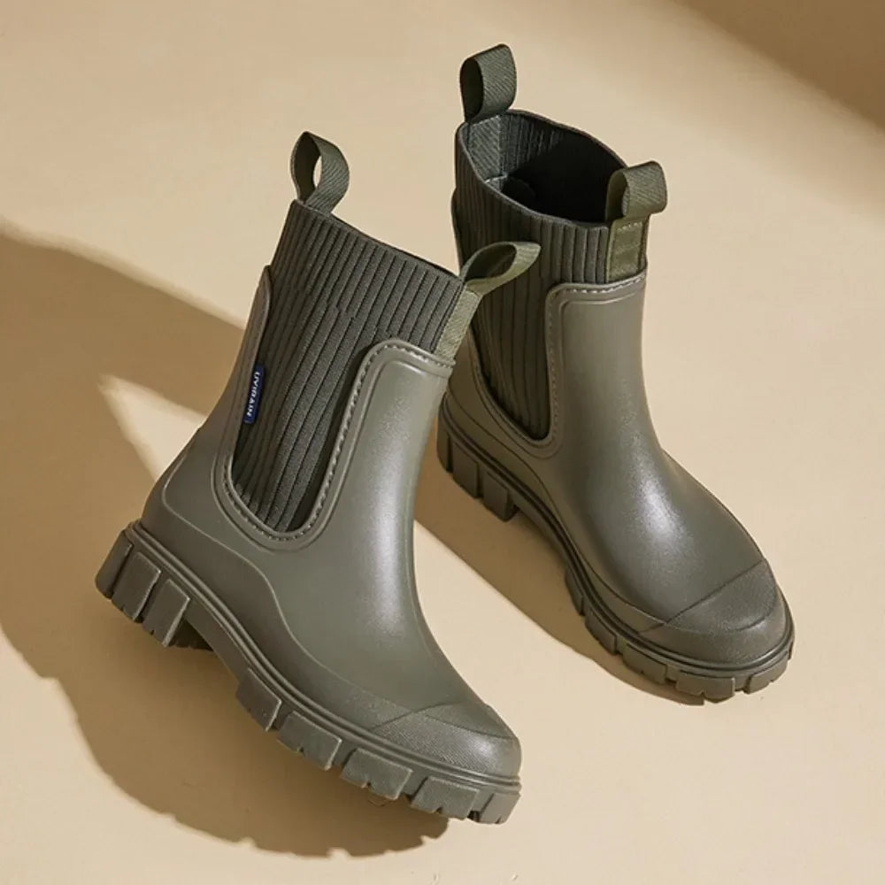 Women's Waterproof Chelsea Boots with Non-Slip Sole – Black