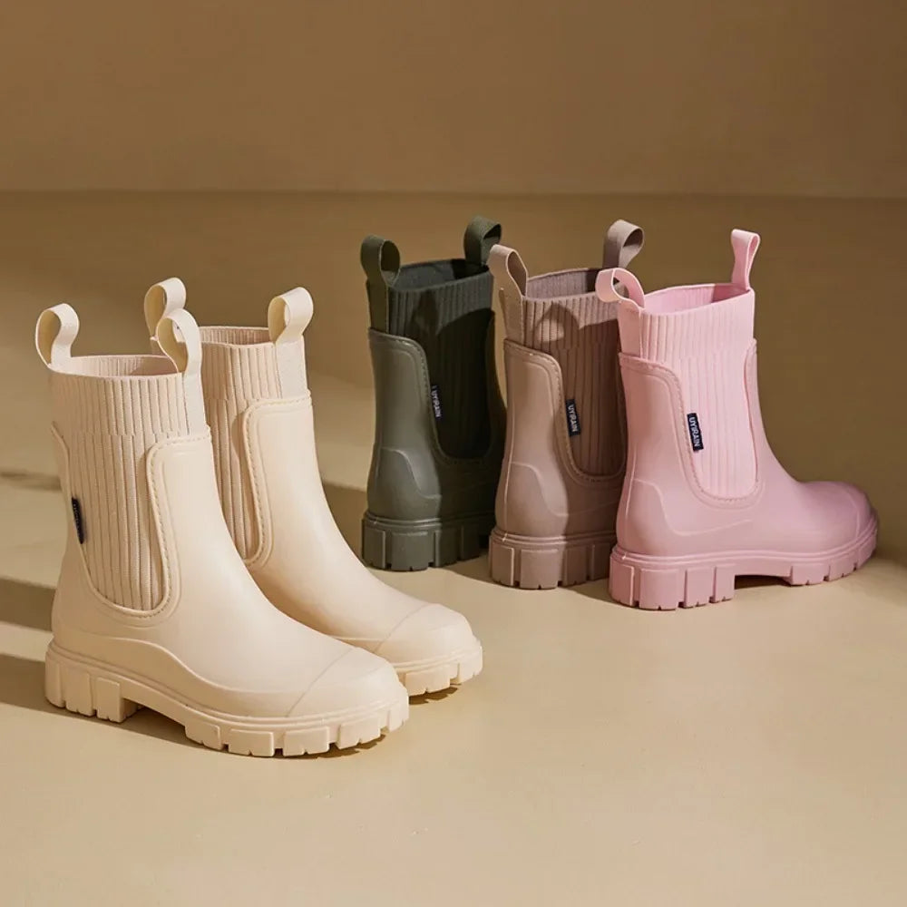 Women's Waterproof Chelsea Boots with Non-Slip Sole – Taupe