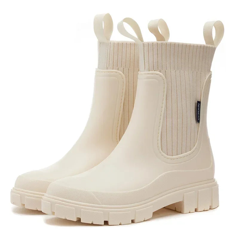 Women's Waterproof Chelsea Boots with Non-Slip Sole – Beige
