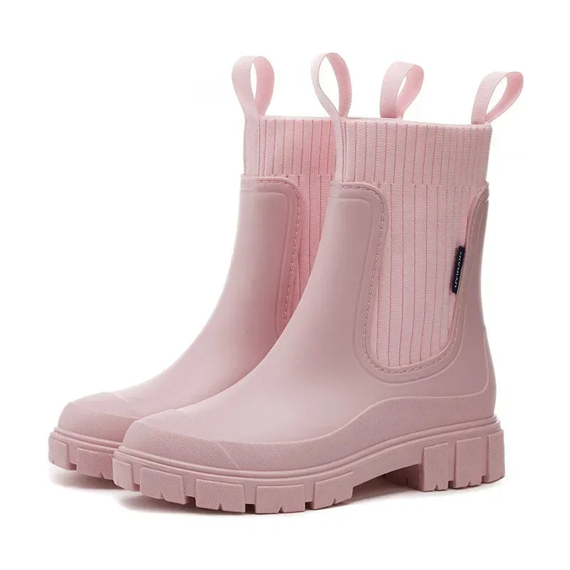 Women's Waterproof Chelsea Boots with Non-Slip Sole – Pink