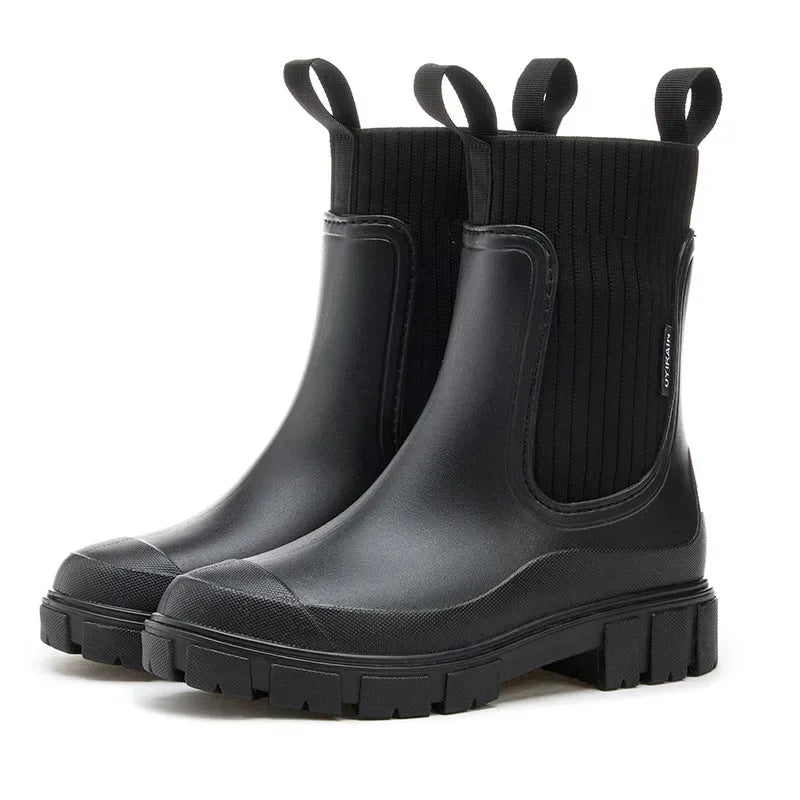 Women's Waterproof Chelsea Boots with Non-Slip Sole – Black