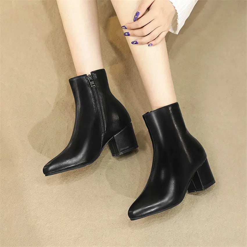 Women's Ankle Boots with a Glossy Finish