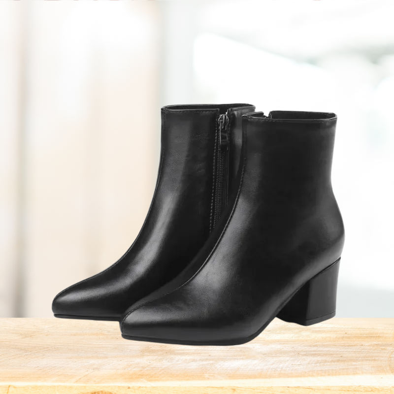 Women's Ankle Boots with a Glossy Finish – Black